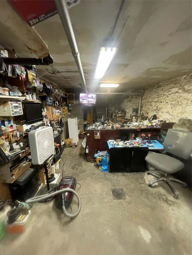 basement featuring a workshop area