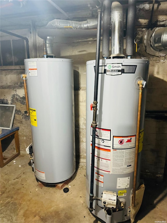 utility room featuring gas water heater