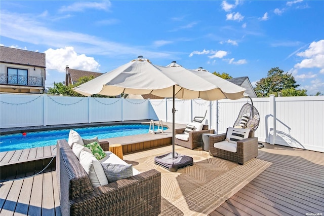 92-52 219th St, Queens Village, NY 11428 - deck featuring a fenced backyard and an outdoor living space