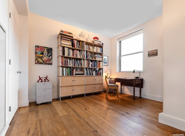 interior space with light hardwood / wood-style flooring