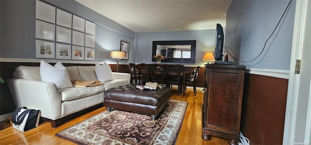 living room featuring light wood-type flooring