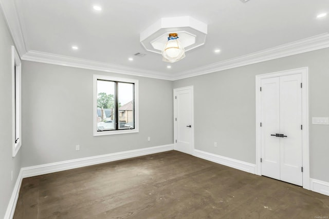 259-09 81st Ave, Glen Oaks, NY 11004 - unfurnished bedroom with crown molding, recessed lighting, and wood finished floors