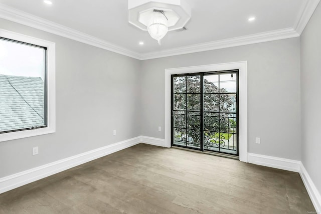 259-09 81st Ave, Glen Oaks, NY 11004 - unfurnished room with crown molding, wood finished floors, and recessed lighting