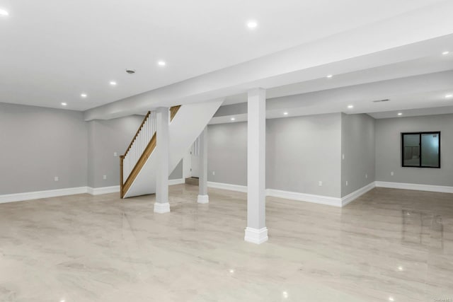 259-09 81st Ave, Glen Oaks, NY 11004 - finished basement with stairway and recessed lighting
