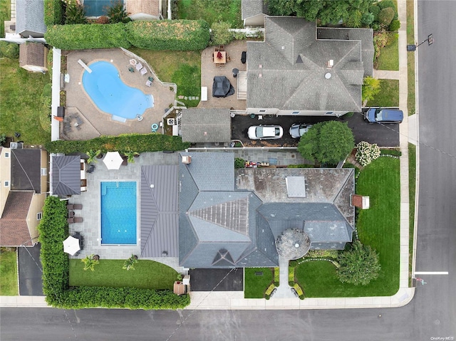38 Royal Ct, Rockville Centre, NY 11570 - drone / aerial view of a pool