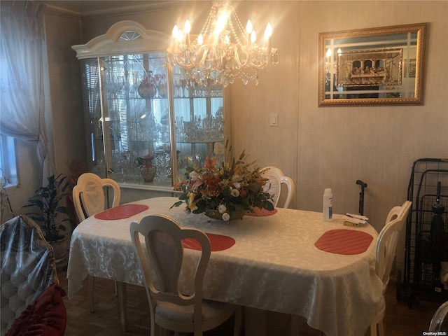 dining room with an inviting chandelier