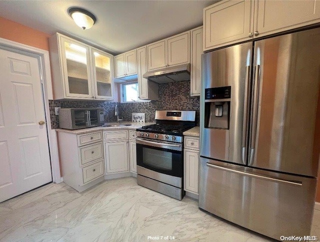 kitchen featuring decorative backsplash, sink, and stainless steel appliances