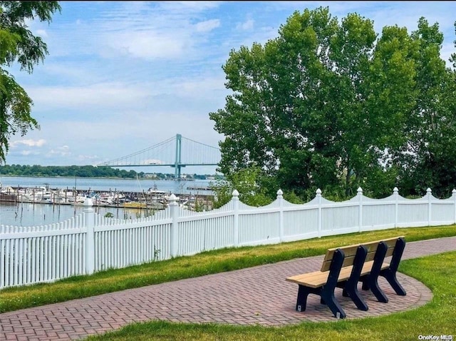 view of property's community featuring a water view