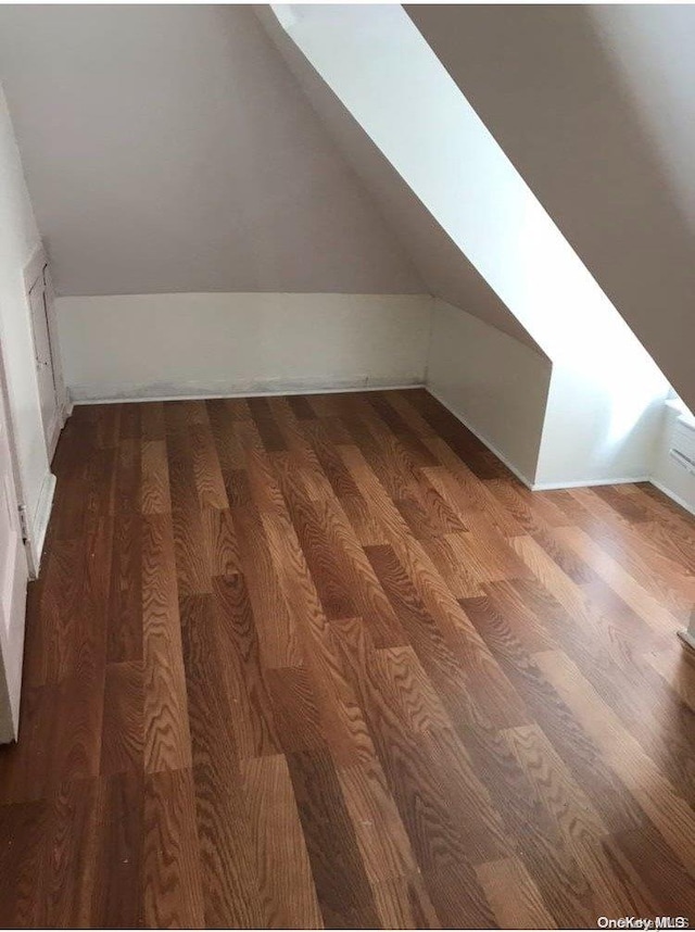 bonus room with lofted ceiling and hardwood / wood-style flooring