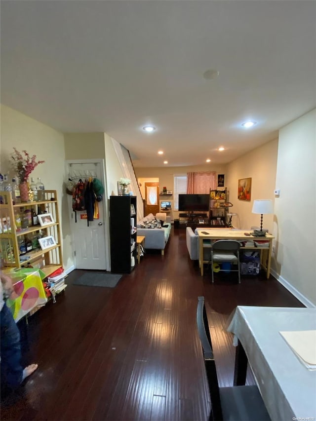 dining area featuring dark hardwood / wood-style flooring