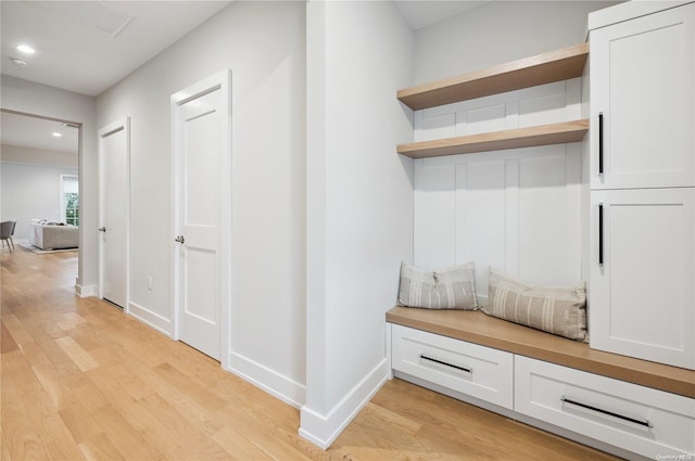 mudroom featuring light hardwood / wood-style flooring