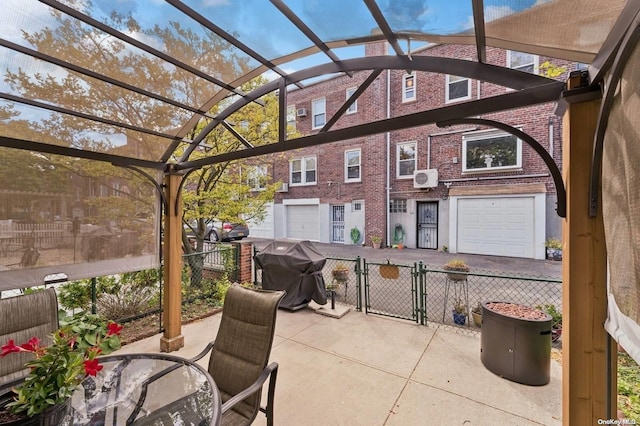 view of patio featuring a pergola and a grill