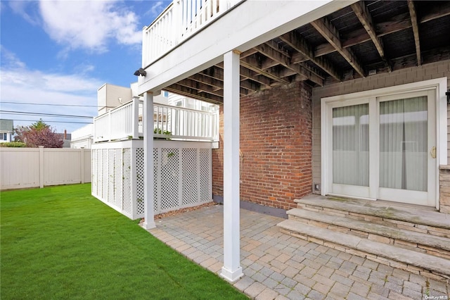 view of patio featuring a wooden deck