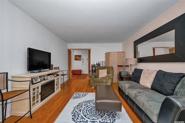 living room featuring light wood-type flooring