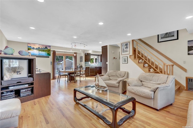 living room featuring light hardwood / wood-style flooring