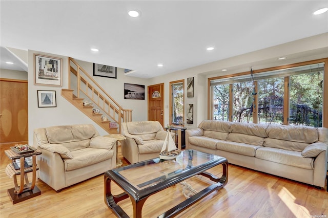 living room featuring light wood-type flooring