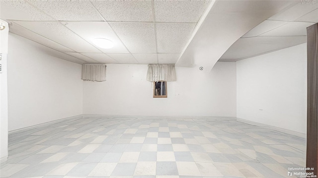 basement with a drop ceiling