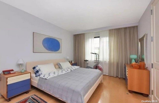 bedroom with light hardwood / wood-style floors