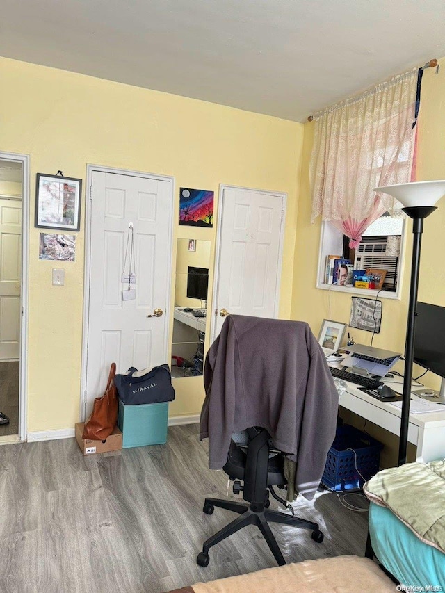 office area featuring hardwood / wood-style flooring