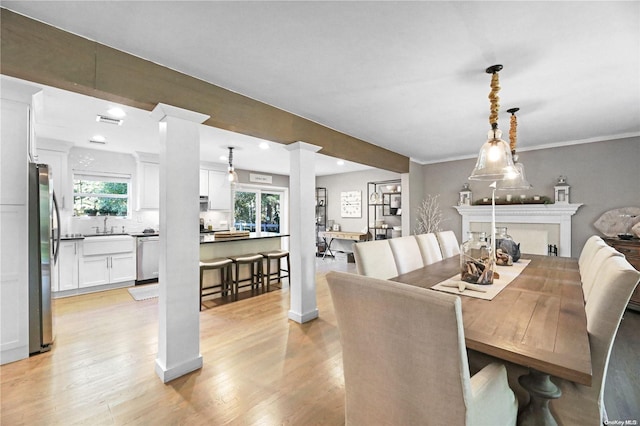 18 Diane Dr, Manorville, NY 11949 - dining room with light wood-style floors and recessed lighting