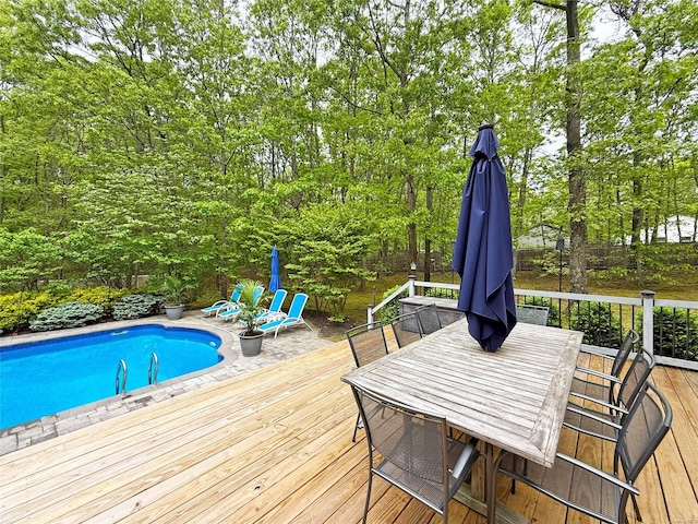 18 Diane Dr, Manorville, NY 11949 - view of pool with outdoor dining area and a deck