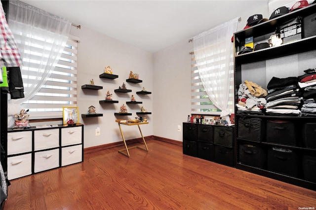 interior space with hardwood / wood-style flooring