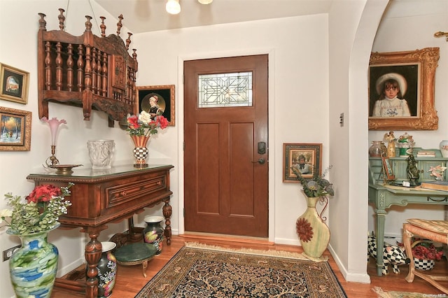 foyer entrance featuring light hardwood / wood-style floors