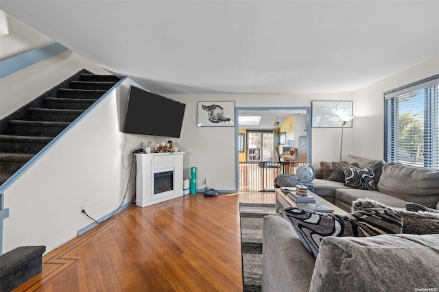 living room featuring wood-type flooring