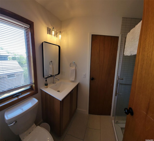 25 5th, Fair Harbor, NY 11706 - bathroom featuring tile patterned floors, vanity, and a shower stall
