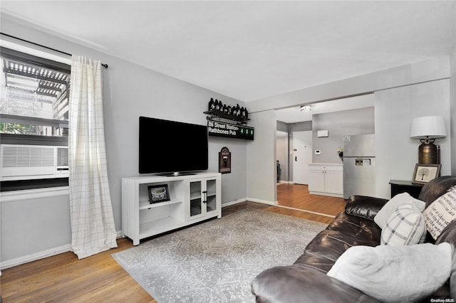 living room with hardwood / wood-style floors