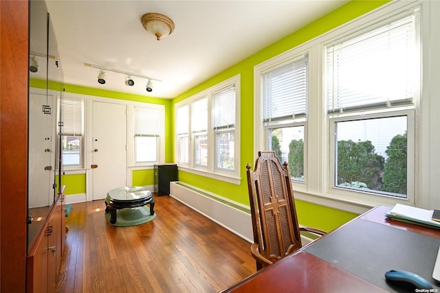 interior space with dark hardwood / wood-style flooring