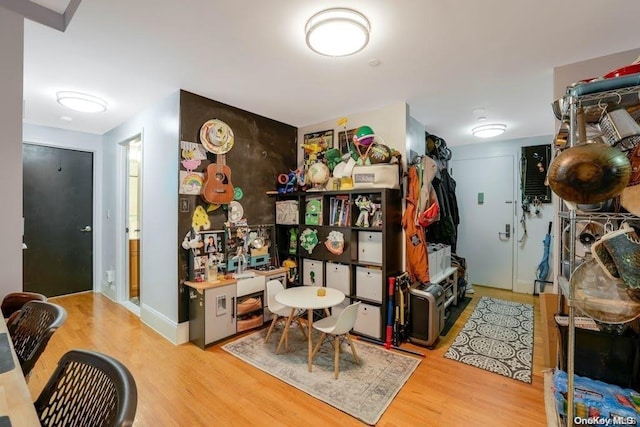 interior space with light hardwood / wood-style flooring