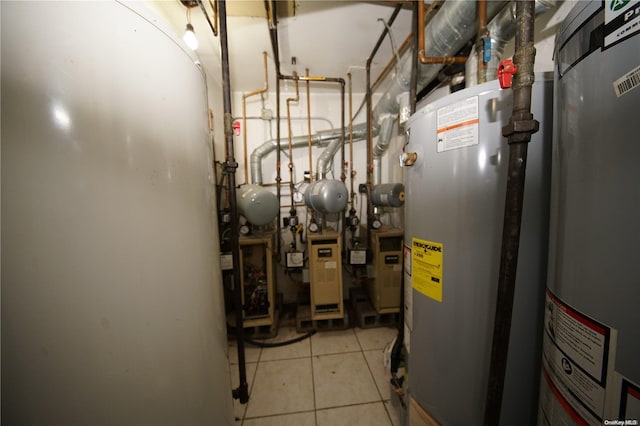 utility room with water heater