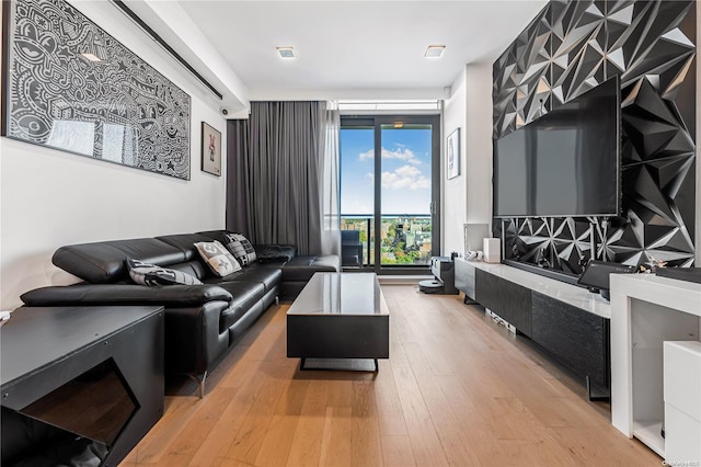 living room featuring light hardwood / wood-style floors