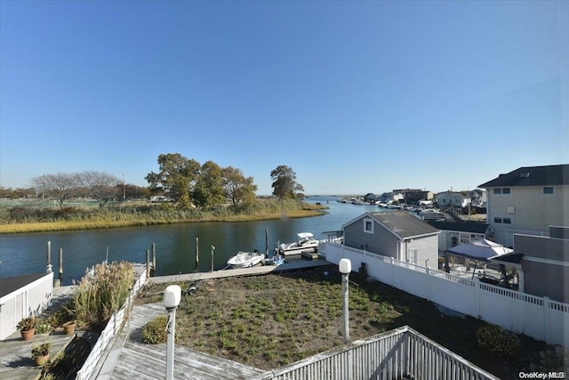 water view with a dock