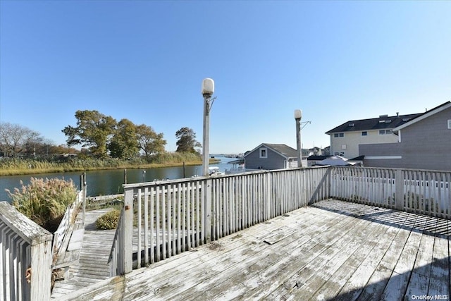 deck with a water view