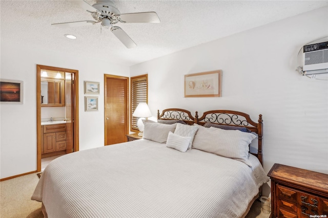 21 Captain Kidds Path, Montauk, NY 11954 - bedroom featuring carpet flooring, a textured ceiling, ceiling fan, connected bathroom, and recessed lighting