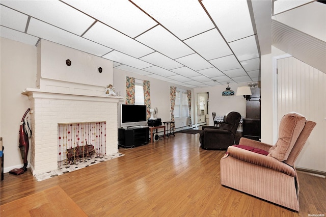 living room with hardwood / wood-style flooring