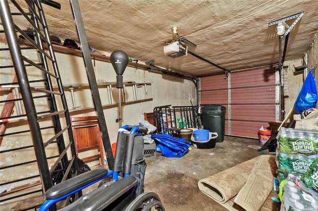 garage with a garage door opener