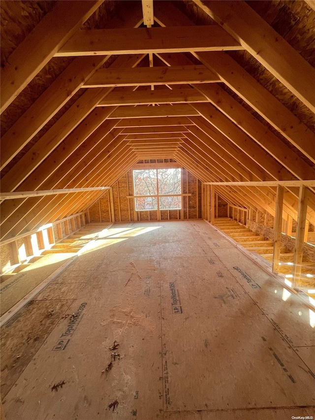 view of unfinished attic