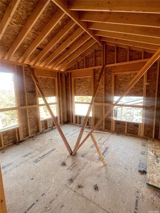 view of unfinished attic