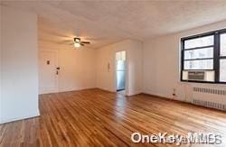 spare room with radiator and light hardwood / wood-style floors