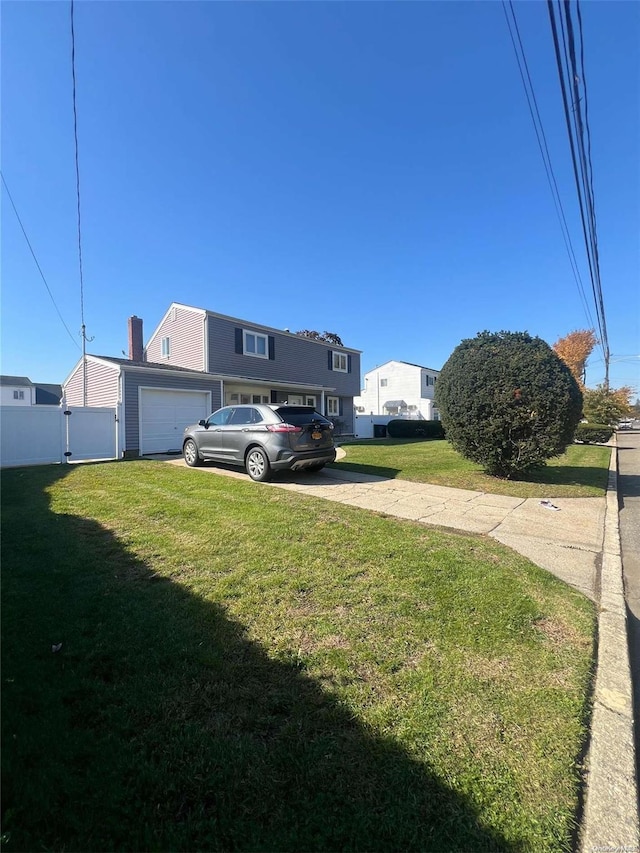 view of yard with a garage