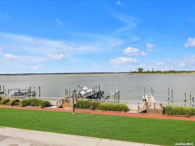 property view of water with a boat dock