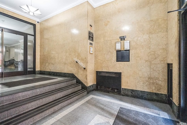 view of exterior entry featuring ceiling fan