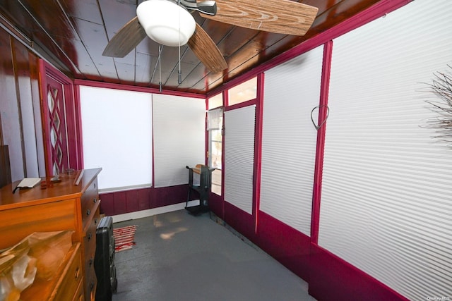 storage room featuring ceiling fan