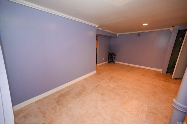 basement featuring ornamental molding