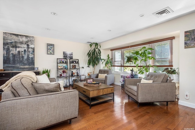 living room with wood-type flooring