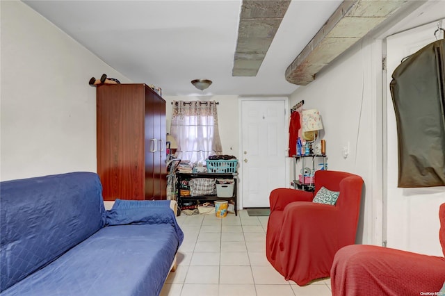 living room featuring light tile patterned floors