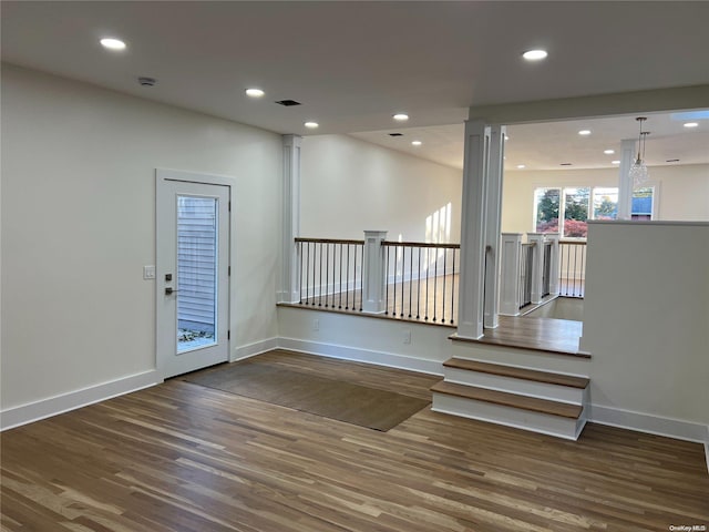 interior space with hardwood / wood-style flooring